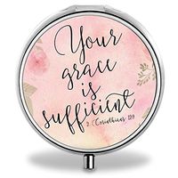 Quote Pill Case, Round Stainless Drug Organizer Container Medicine Cover for Pocket Daily&Weekly