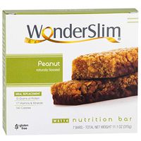 WonderSlim Meal Replacement Protein Bar - Low Carb Nutrition Bar for Women & Men - Peanut - High Fiber, KETO Friendly, Gluten Free, Weight Loss Diet Snack Bar (7ct)