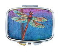 Value Arts Pill Box, Colorful Dragonfly, 2 Compartments, 2.25 Inches Wide