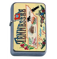 Tennessee Map Volunteer State Windproof Refillable Flip Top Oil Lighter with Tin Gift Box D-274