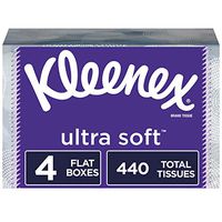 Kleenex Trusted Care Facial Tissue, Flat Boxes, 110 Count, Pack of 4