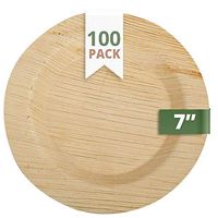 CaterEco Deluxe Round Palm Leaf Plates Set (100 Pack) | Salad Plate | Ecofriendly Disposable Dinnerware | Heavy Duty Biodegradable Party Utensils for Wedding, Camping & More