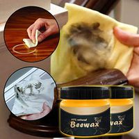 Beewax Polish for Wood & Furniture, Natural Wood Seasoning Beewax Furniture Care Oak Wood, Covering Scratches Wood Seasoning Beewax Furniture Care Beewax,Natural Beeswax (170g+Sponge) (Multicolor)