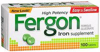 Fergon High Potency Iron Supplement Tablets 100 ea (Pack of 9)