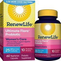 Renew Life #1 Women's Probiotics 25 Billion CFU Guaranteed, 10 Strains,  Shelf Stable, Gluten Dairy & Soy Free, 60 Capsules, Ultimate Flora Women's Care - 60 Day Money Back Guarantee