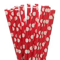 Biodegradable Paper Straws Red With Big White Polka Dot (75)