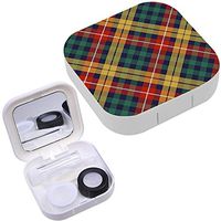 Portable Contact Lens Case Box Travel Kit Mirror + Bottle + Tweezers Container Holder [ Colors Plaid ]