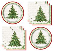 Christmas Holiday Paper Plates And Napkins Serves 16 Guests Traditional Evergreen Tree Theme