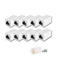RJ45 Coupler, CAIVOV Ethernet Couple Cat7 Cat6 Cat5e Ethernet Cable Extender Adapter LAN Connector in Line Coupler Female to Female (White-10 Pack)