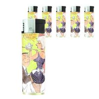 Sexy Rude Vintage Waitress Double-Sided Butane Refillable Electronic Lighter Set of 5 Pieces D-197