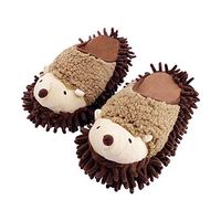 Microfiber Slippers Floor Cleaning Mop Men and Women House Dusting Slippers Floor Dust Dirt Cleaning Slipper (Brown, Women11-13/Men 9-11)