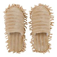 Ozzptuu Winter Soft Dust Mop Slippers Floor Cleaning Tool Microfiber Detachable Washable Cleaning Slipper for Women Men (Khaki, Women 7-10/Men5-8)