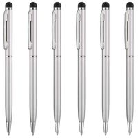  Unibene Stylus Pen - Sliver, 6 Pack 2 in 1 Capacitive Slim Stylus & Ballpoint Pen for Universal Touch Screens Devices, iPad ,iPhone, Samsung, HTC, Kindle, Tablet(Black Ink)