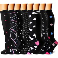 Compression Socks for Women & Men 15-20 mmHg, Best Medical, Nursing, for Running, Athletic, Edema, Diabetic, Varicose Veins, Travel (Small/Medium, 16 Pink/Pink/Black/Black/Black/Black/Multi/Black)