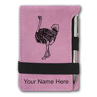 Mini Notepad, Ostrich, Personalized Engraving Included (Pink)