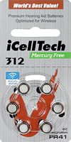 iCellTech Hearing Aid Batteries, 0% Hg (60 Batteries) (312)