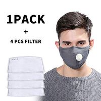 Bangni Reusable Face Mássk with Filters Breather Valve for Adults w/4Replacement Filters,Dustproof 口罩 Windproof PM2.5 Cotton Masque Mouth Protection for Germs Virüs Coronávirùs Flü (gray)