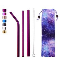 Reusable Metal Straws Large Smoothie Drinking Straws for 20oz Tumplers Purple Extra Wide