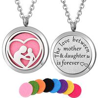 Kissreason Stainless Steel Mom Mother and Daughter Aroma Aromatherapy Essential Oil Diffuser Necklace
