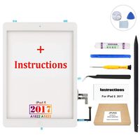 JPUNG Screen Replacement for iPad 5th Gen 2017 9.7"(Not air), only for A1822 A1823, with Home Button, Complete Repair Tools Kit, Camera Holder, Pre-Installed Adhesive, Instructions [White]