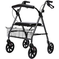 ECHOV Walking Mobility Aid Walker with Wheel Walker Auxiliary Walking Trolley Folding with Seat Manual Brake Load Capacity 100kg Comfortable EVA Back (Color : Black, Size : 87-94cm)