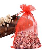 PH PandaHall 100PCS 4x6 Inches Red Organza Gift Bags with Drawstring Candy Bags Jewelry Pouches for Baby Shower, Wedding, Birthday, Party, Christmas