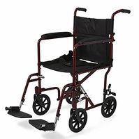 Medline Aluminum Transport Chair with Wheels, Red, 8 inch