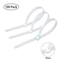 100 Pack Adjustable Nylon Heavy Duty Zip Ties - 12 Inch Reusable Cable Ties - White