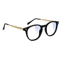 GLASSY Aria Premium Blue Light Blocking Glasses, Gaming and Computer Glasses for Eyestrain and Fatigue, Black and Gold Frame, Clear Lens