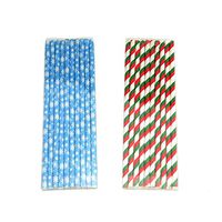 Homeford Snowflake and Striped Christmas Paper Straws, 7-3/4-Inch, 40-Piece