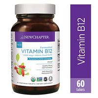 New Chapter Vitamin B12, Fermented Vitamin B12 1, 000 Mcg, One Daily with Whole-Food Herbs + Adaptogenic maca for Natural Energy + Healthy Blood Cells, 100% Vegan, Gluten-Free, 60Count
