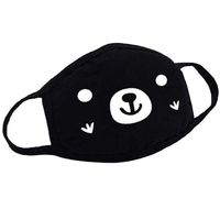 Cotton Dustproof Anime Cartoon Lucky Bear Woman Men Glow in Dark Mouth Masks Black Mask Mouth Half Muffle Face Mask (D)