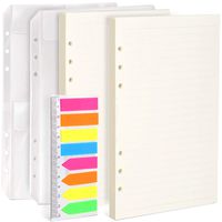 2 Pack A5 Refill Paper & 2 Pieces A5 Loose-Leaf Pockets & 1 Pack 160 Pieces Index Tabs with Ruler, LEOBRO A5 6 Holes Refillable Craft Paper for 6-Ring Binder Leather Journal Notebooks