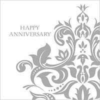 Creative Converting 36 Count 3 Ply Happy Anniversary Lunch Napkins, Silver