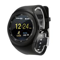 YANG-YI Smart Watch Phone Mate Full Round LED Screen SIM for Android iOS Stopwatch Alarm Clock Sports Watches Black