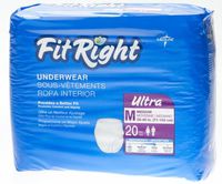 Medline FIT23005Z FitRight Ultra Protective Underwear, 28-40" (Pack of 20)