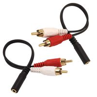 VCE 2-Pack Gold Plated 3.5mm Female to 2 RCA Male Stereo Audio Y Cable Adapter