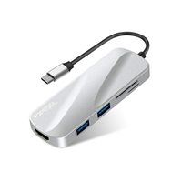 USB C Hub, TOPESEL 6-in-1 Type C Hub with 4K HDMI, PD Charging Port, 2 USB 3.0 Ports, SD/TF Card Reader, Portable USB Type-C Converter for MacBook Pro/Air, XPS, ChromeBook and More, Silver