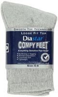 Diastar Comfy Feet Loose Fit Top Socks, Grey, 3 pack