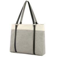 Womens Large Laptop Tote Bag, Carrying Shoulder Bags Casual Canvas Handbag for Beach Travel Computer School Office(Light gray)