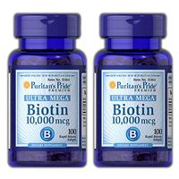 Puritan's Pride Biotin 10,000 mcg 100 Softgels - Pack of 2