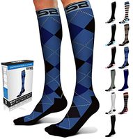SB SOX Lite Compression Socks (15-20mmHg) for Men & Women - BEST Stockings for Running, Medical, Athletic, Edema, Diabetic, Varicose Veins, Travel, Pregnancy (Dress - Blue Argyle, S/M)