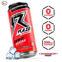 Raze Energy Drink | Performance and Hydration | Sugar Free, Zero Calorie Energy Drink - Watermelon Frost (No Sticker) 12 Pack
