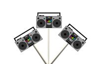 Crafty Cue 80's Party Cupcake Toppers, Cassette Tape, Cube and Boom Box
