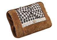 Plaid Bowknot Rechargeable Plush Hand Warmer Explosion-Proof Safe Portable Electric Hot Water Bottle Warmming Bag with Stuffed Soft Detachable Cover