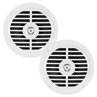 5.25 Inch Dual Marine Speakers - 2 Way Waterproof and Weather Resistant Outdoor Audio Stereo Sound System with 100 Watt Power, Polypropylene Cone and Cloth Surround - 1 Pair - PLMR57W (White)