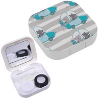 Portable Contact Lens Case Box Travel Kit Mirror + Bottle + Tweezers Container Holder [ Cute Teddi Bear ]
