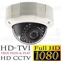 Urban Security Group 1080P 2MP HD-TVI High Definition CCTV Dome Security Camera : 1920x1080 HD Resolution, 2.8-12mm Vari-Focal Lens, 30x IR LEDs, IR-Cut, WDR, Motion Detection