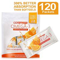Coromega Omega 3 Fish Oil Supplement, 650mg of Omega-3s with 3X Better Absorption Than Softgels, Orange Flavor, 120 Single Serve Squeeze Packets