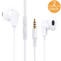 2 Pack Earphones with Microphone Volume Control, Wired Earbuds Headphones Headsets Noise Isolating Deep Bass 3.5mm Plug Compatible with Most Smartphones.Tablets.Laptops(White 2pack)